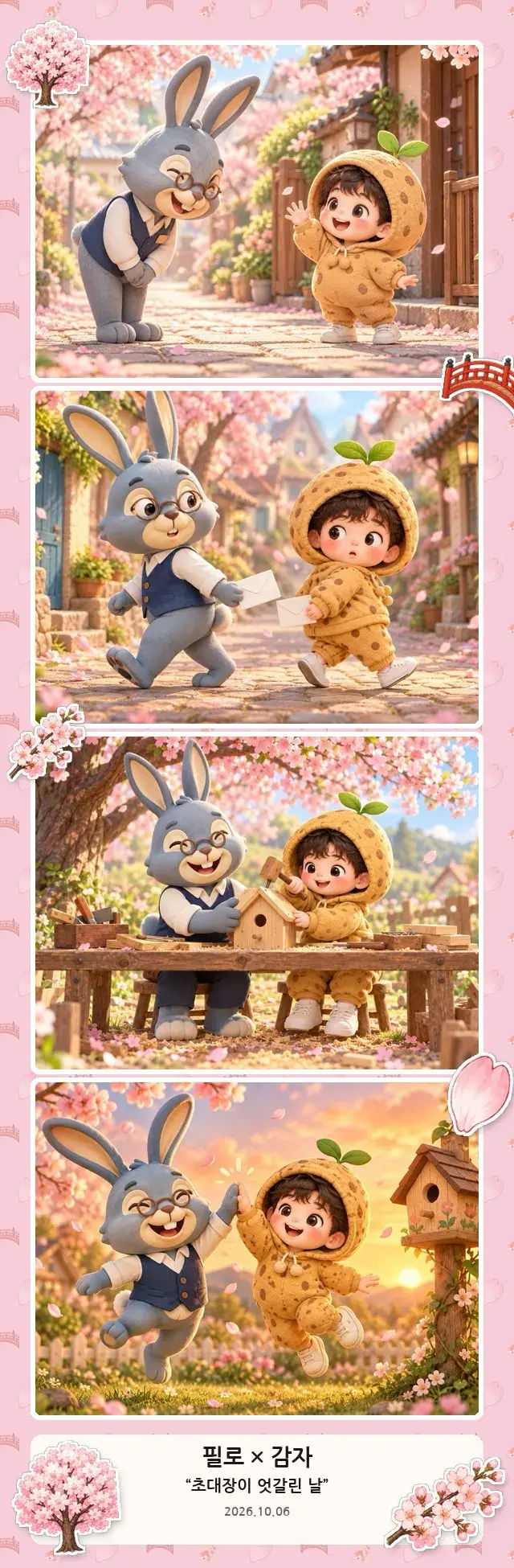 필로와 감자의 네컷 「초대장이 엇갈린 날」